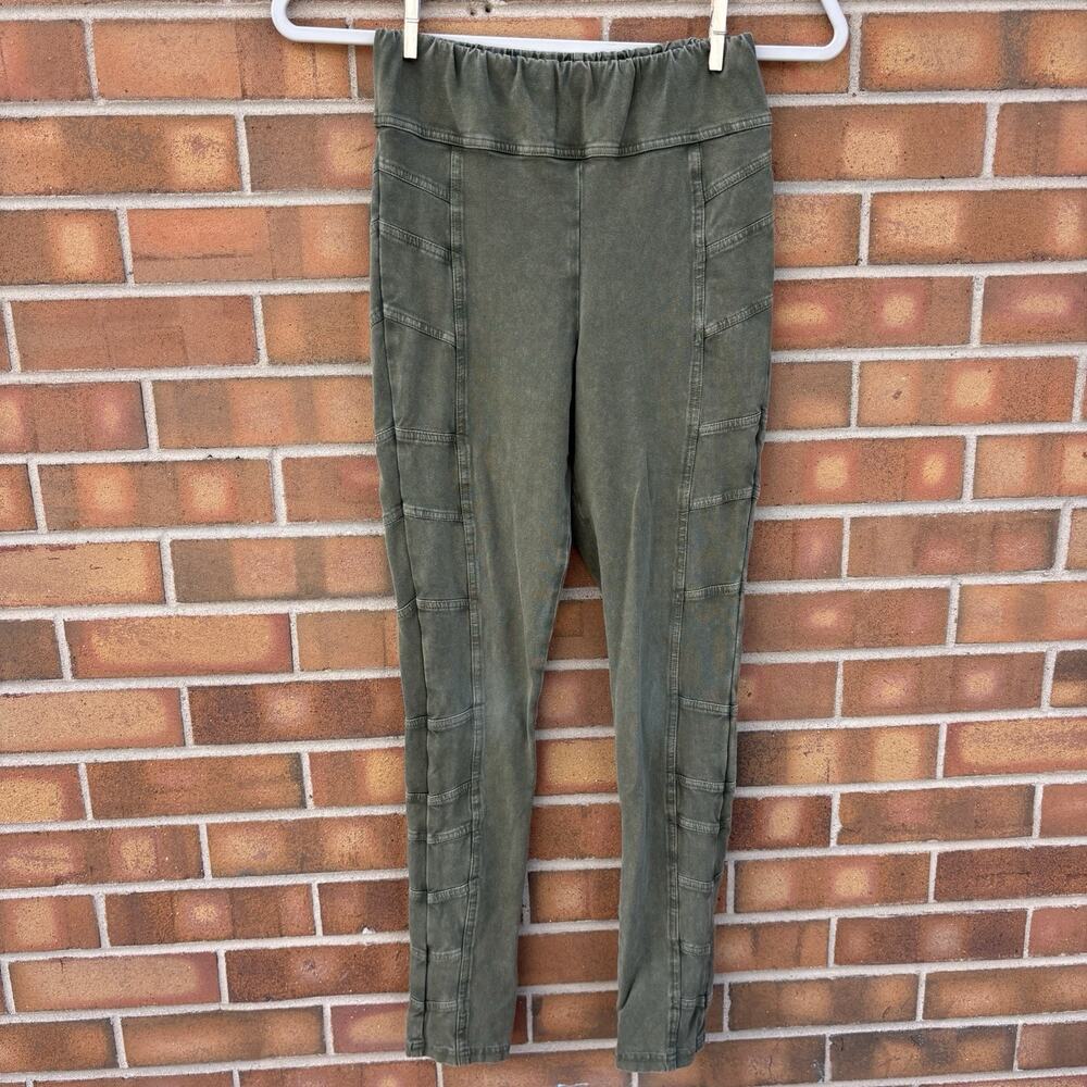 Sundance Evolution Moto Leggings Cotton Stretch Size XS Olive Green